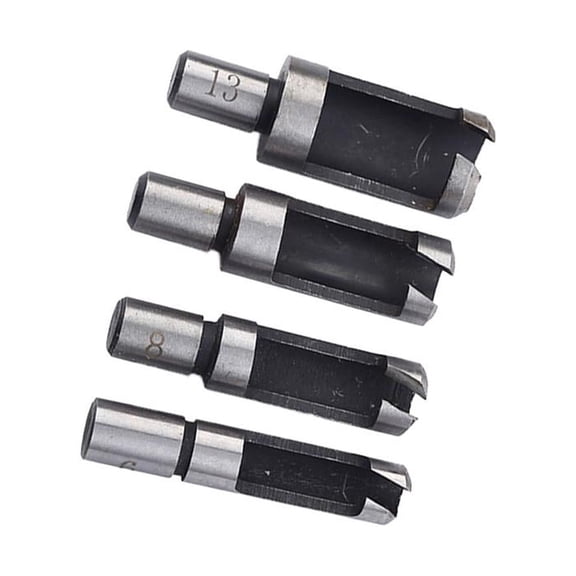 4Pcs/set 6-13mm Carbon Steel Carpentry Wood Plug Cutter Cutting Tool Drill Bits Straight Tapered Set Round Shank Woodworking Home Tools