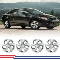 4Pcs/Set Cover Hubcaps,15 inch Wheel Rims Cover for 2013-2015 Honda Civic Sedan,2013 Honda Civic Coupe,Compatible with Steel Wheels,Bolt on Installation ABS PC Material（Chrome)