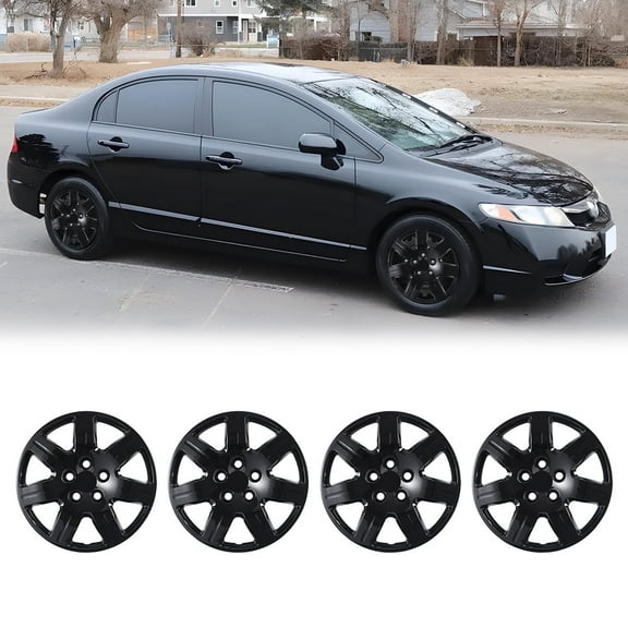 4Pcs/Set Cover Hubcaps,16 inch Hubcaps Wheel Rims Cover for 2006-2011 Honda Civic Compatible with Steel Wheels And Bolt on Installation ABS&PC Material(16-inch,Black Lacquer)