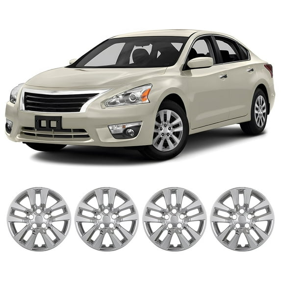 4Pcs/set Cover Hubcaps ,16 Inch Hubcaps Wheel Rims Cover for 2013-2018 Nissan Altima Sedan Compatible With Steel Wheels and Snap On Installation ABS+PC Material(16-Inch, Chrome)