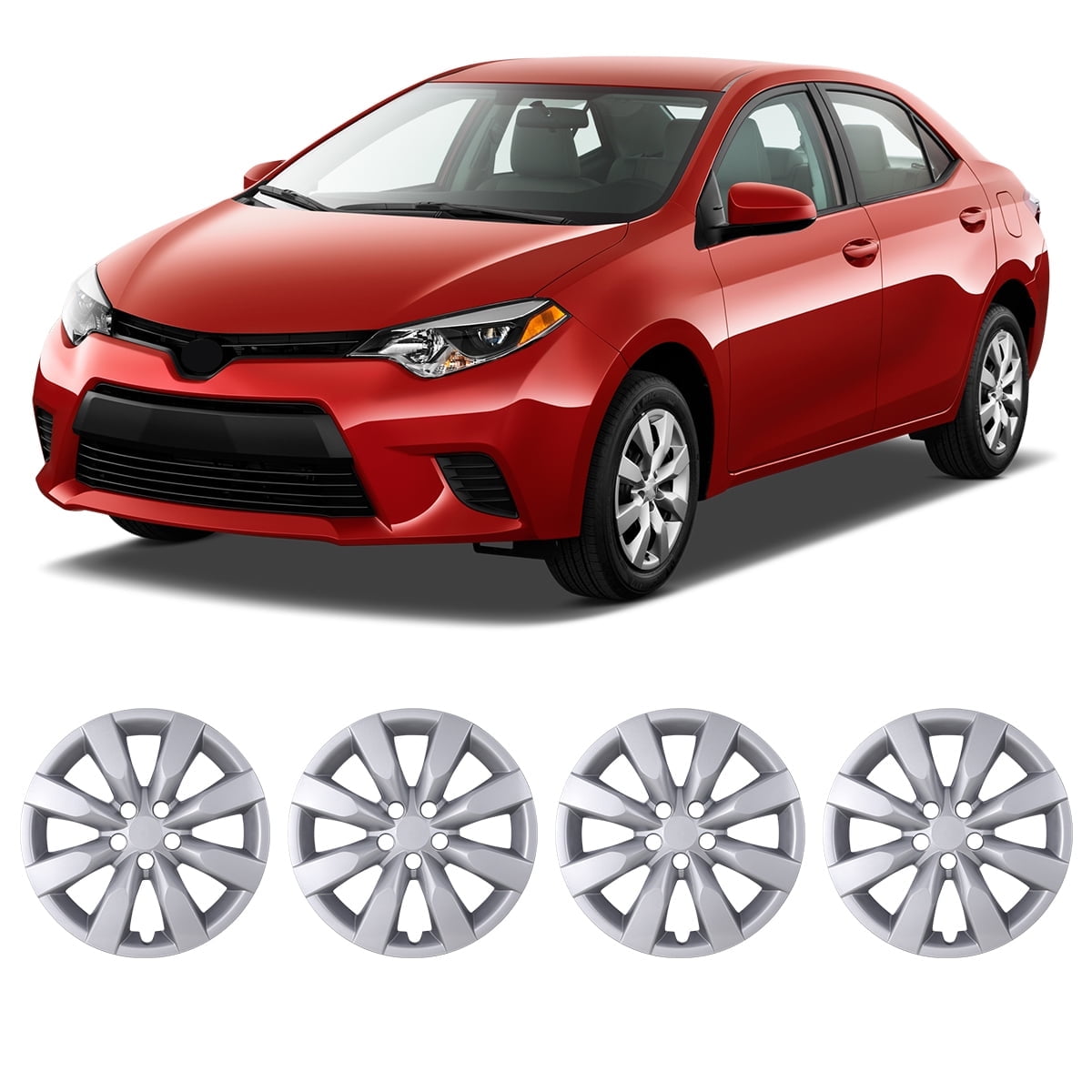 4Pcs/Set Cover Hubcaps,16 inch Hubcaps Wheel Rims Cover for 2014-2016 Toyota Corolla Compatible with Steel Wheels And Snap on Installation ABS&PC Material（16-inch,Lacquer)