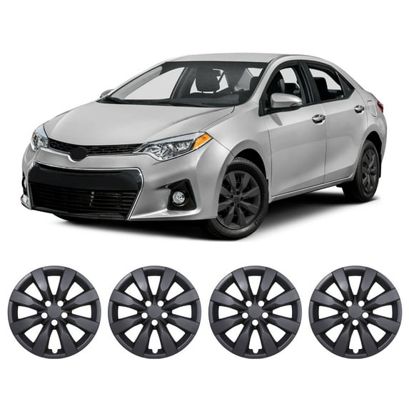 4Pcs/Set Cover Hubcaps,16 inch Hubcaps Wheel Rims Cover for 2014-2016 Toyota Corolla Compatible with Steel Wheels And Snap on Installation ABS+PC Material(16-inch,Matte Black Painted)
