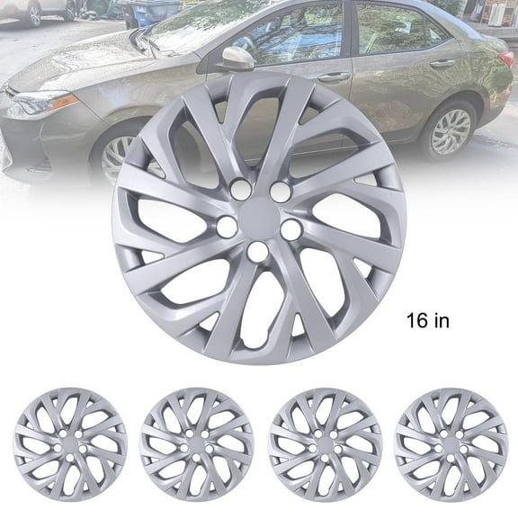 4Pcs/Set Hubcaps,16 inch Wheel Rims Cover for 2017-2019 Toyota Corolla Compatible with Steel Wheels,Snap on Installation ABS&PC,Lacquer