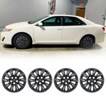 16" Set Of 4 Hubcaps Wheel Rims Cover Fit 2012-2014 TOYOTA CAMRY /2012-2014 TOYOTA CAMRY HYBRID Compatible With Steel Wheels Snap On Installation(16-Inch,BLACK MATTE)