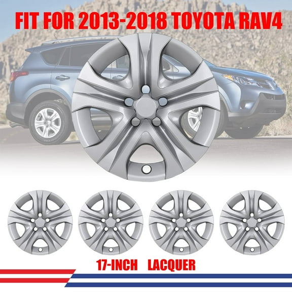 17" Set of 4 Hubcaps Wheel Rims Cover Fit 2013-2018 Toyota Rav4 Compatible with Steel Wheels Snap on Installation(17-inch,Lacquer)