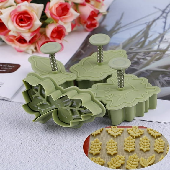4Pcs/set DIY bake mold leaf shape 3D cookie cutter biscuit molds kitchen toO WA