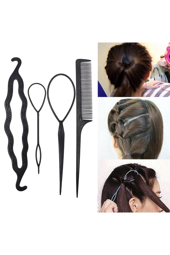 4Pcs/set Hair Styling Clip Stick Bun Maker Braid Tool Accessories for Effortless Hairdo