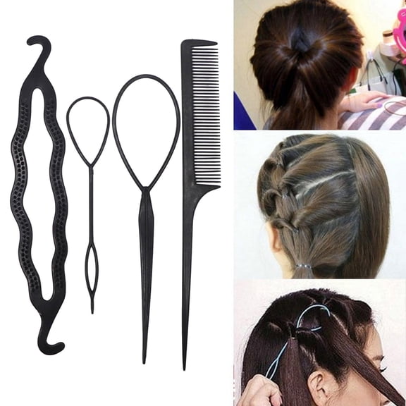 4Pcs/set Hair Styling Clip Stick Bun Maker Braid Tool Accessories for Effortless Hairdo
