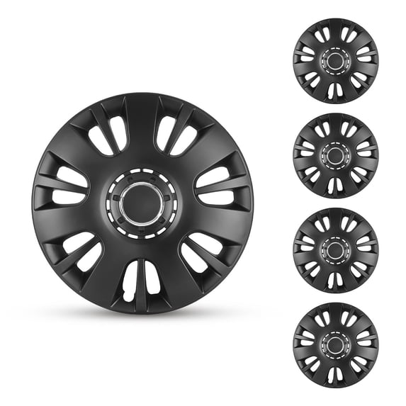 4Pcs/set Hubcap Wheel Cover Replacement 15" Hub Caps Universal Wheel Rim Cover ABS Material Exterior Accessories Snap On Car Truck SUV -15-Inch, BLACK MATTE
