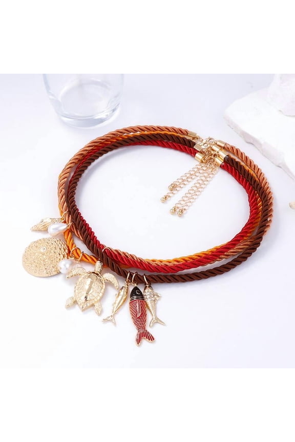 4Pcs/set Ocean Elements Sea Turtle Fish-shaped Pendant Necklaces For Women Fashion Holiday Party Jewelry Gifts