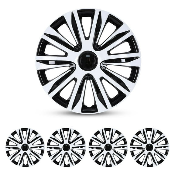 4Pcs/set Wheel Rims Cover Hubcaps ,13 Inch Universal Snap On Car Truck SUV Wheel Covers ABS+PC Material (13-Inch, White +Black Lacquer)