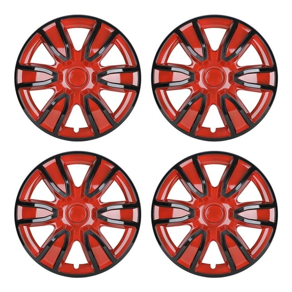 4Pcs/set Wheel Rims Cover Hubcaps ,14 Inch Universal Snap On Car Truck SUV Wheel Covers ABS&PC Material (14-Inch, Black +Red Lacquer)