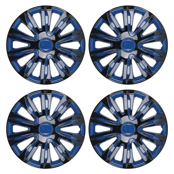 4Pcs/set Wheel Rims Cover Hubcaps ,16 Inch Universal Snap On Car Truck SUV Wheel Covers ABS Material （16-Inch, Black&Blue Lacquer)
