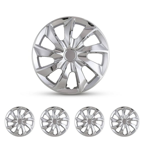 4Pcs/set Wheel Rims Cover Hubcaps ,16 Inch Universal Snap On Car Truck SUV Wheel Covers ABS&PC Material (16-Inch, Chrome)