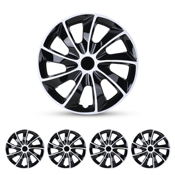 4Pcs/set Wheel Rims Cover Hubcaps ,17 Inch Universal Snap On Car Truck SUV Wheel Covers ABS&PC Material (17-Inch, White& Black Lacquer)