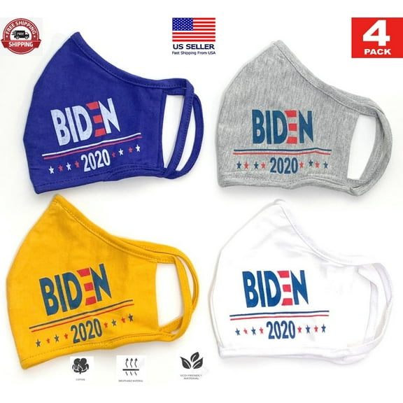 4Pcs x Biden 2020 Washable Reusable Double Layer Soft Cotton Face Mask