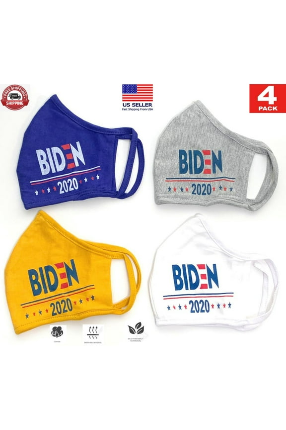 4Pcs x Biden 2020 Washable Reusable Double Layer Soft Cotton Face Mask