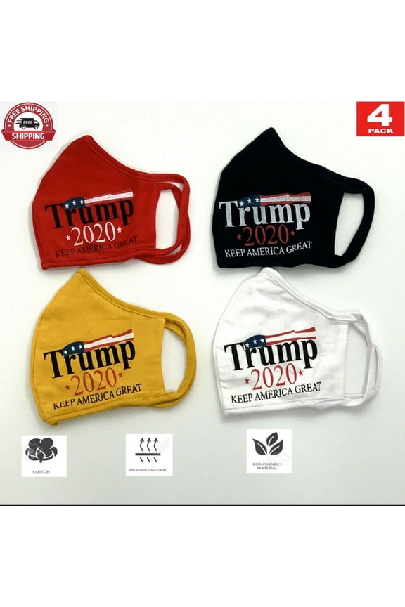 4Pcs x Trump 2020 Washable Reusable Double Layer Soft Cotton Face Mask