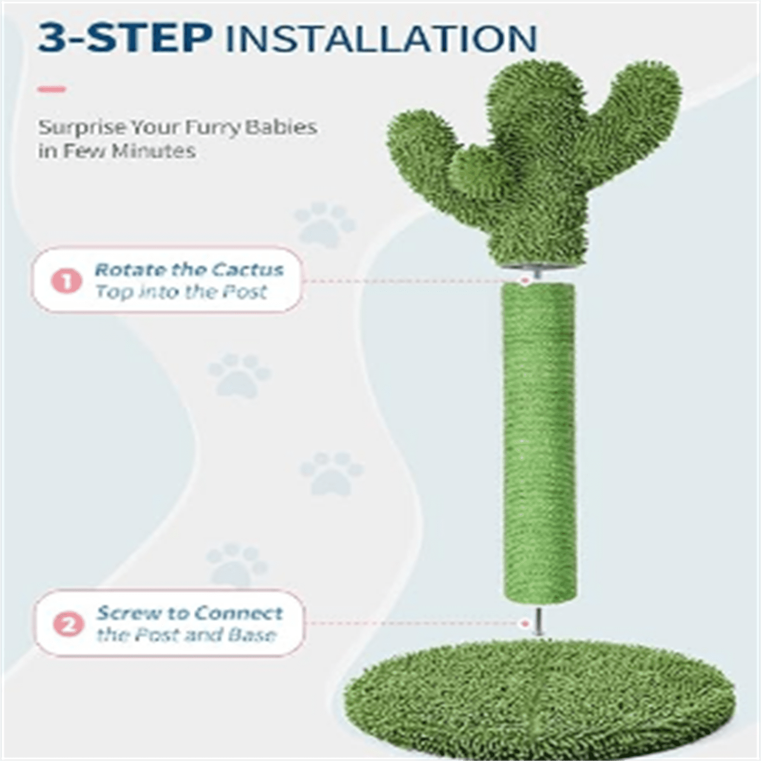 4Pets 34" Tall Cat Scratching Post, Cactus Cat Scratcher Kitten Scratching Posts for Indoor Cats Adults Claw Scratch with Sisal Rope, Vertical Green Cat Tree with Dangling Ball for Kitties Large