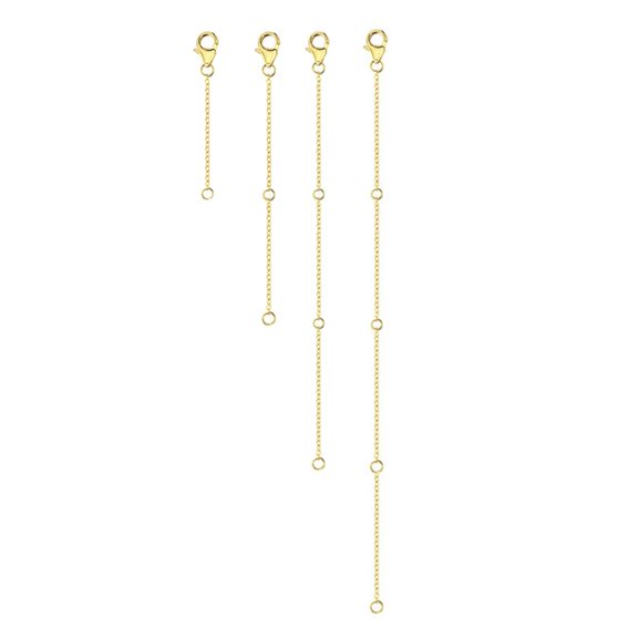4Piece Pack Adjustable Chain Extender Set for Jewelry Making Gold/Silver Necklace and Bracelet Extension Chains Jewelry