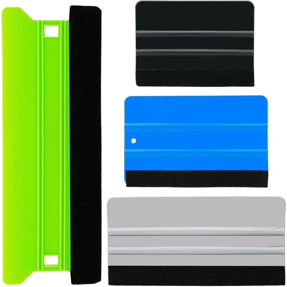 4Piece Plastic Squeegee Set, 8IN/6IN/5IN/4IN, Window Tint Squeegee Vinyl Wrap Squeegee with Felt Edge, Wallpaper Tools Decal Applicator Vinyl Scraper, Perfect Smoothing/Cleaning Solutions