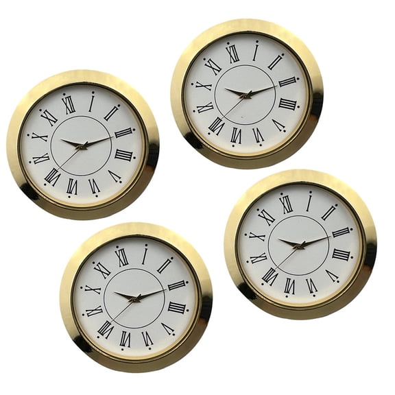 4Pieces Decorative 55mm Quartzs Clock Face Inserts with Classical Arabic or Roman Numerals for Multiple Use Crafting