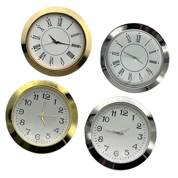 4Pieces Decorative 55mm Quartzs Clock Face Inserts with Classical Arabic or Roman Numerals for Multiple Use Crafting