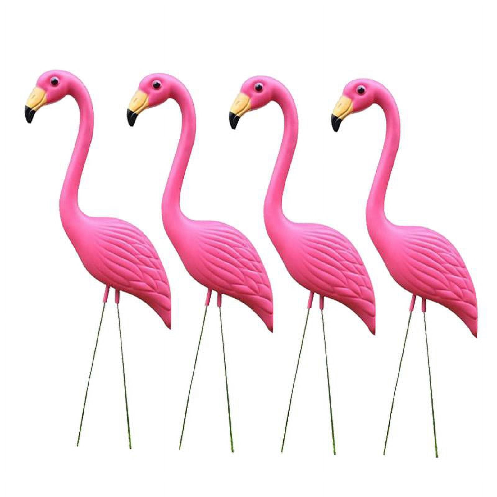 4Pieces Flamingo Ornament Statue, Art Garden Stakes for Yard Garden Lawn Decoration - Looking Up
