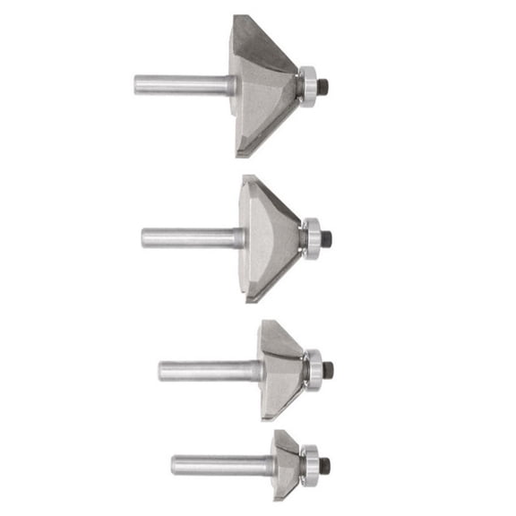 4Pieces Hexagon Shank Chamfer Routers Bit Set Edges Forming Bevel Tipped Routers Bit Miter Angled Milling Cutter Tool