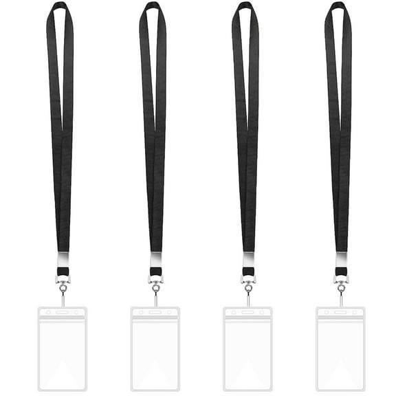 4Pieces Lanyard with 4 Card Holder Clear Water Badge Card Holder Name Badge Card Holder with Neck Lanyard