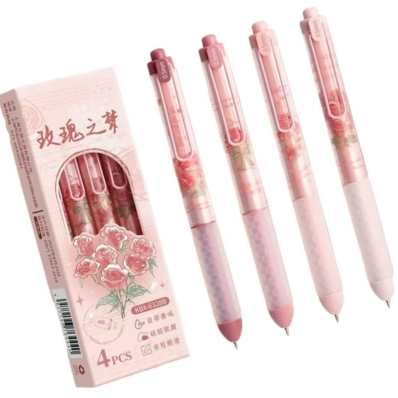 4Pieces Retractable Gel Pen Quick Drying Journaling Pen Writing Pen 0.5MM Tip Smooth to Write for Writing Journaling