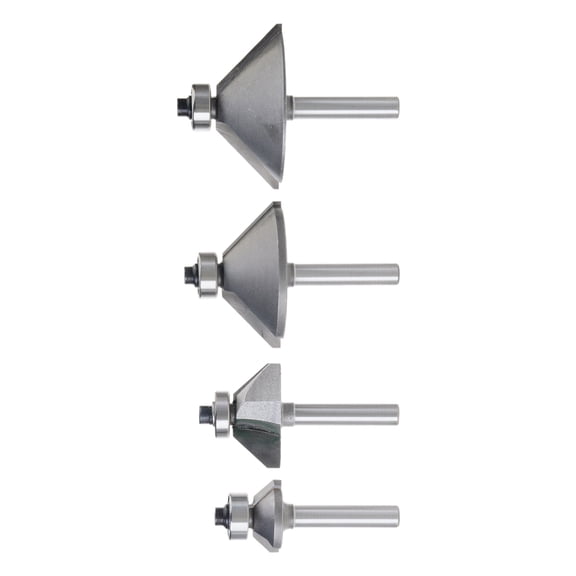 4Pieces Shank Chamfer Routers Bit Set Edges Forming Bevel Tipped Routers Bit Miter Angled Milling Cutter Tool