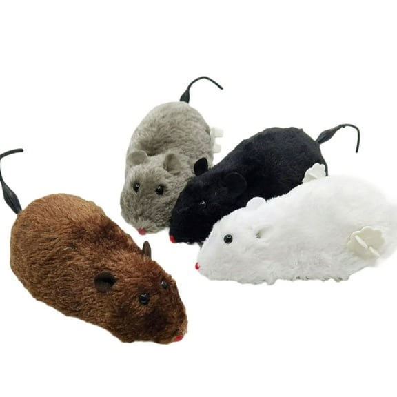 4Pieces Windup Mouse Toy Set Realistic Mice Toy For Pet And Interactive Windingup Mice Toy for Crawling