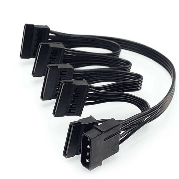4Pin IDE to 5-Port Power Cable Molex to 18AWG For HDD SSD PC
