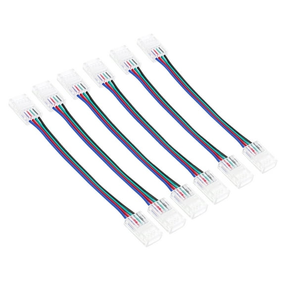 4Pin RGB LED Strip Connectors, 6Pcs 10mm Wide Extension Double-ended butt line Transparent