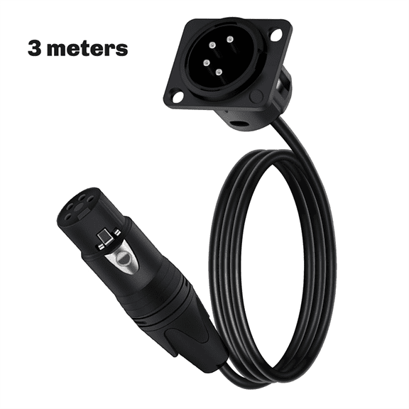 4Pin Type XLR Panel Mount Chassis to Female Connector XLR Feedthrough Bulkhead MIC Socket Audio Extension Cable 3 Meters