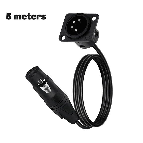 4Pin Type XLR Panel Mount Chassis to Female Connector XLR Feedthrough Bulkhead MIC Socket Audio Extension Cable 5 Meters,1 * Cable
