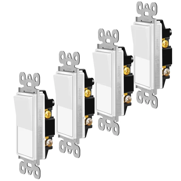4Pk 3-Way Wall Light Switch On/Off Rocker Paddle Switch 15A 120/277V Home & Room
