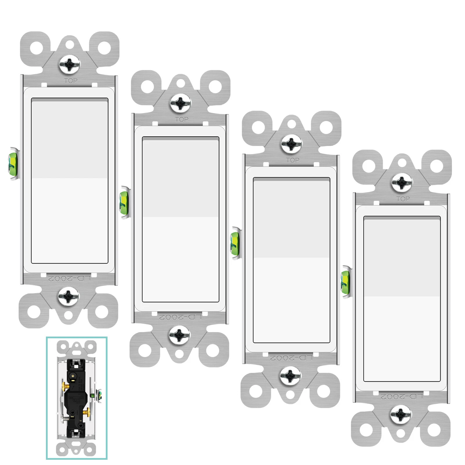 4Pk 3Way Wall Light Switch On/Off Rocker Paddle Switch 15A Commercial Grade,Home