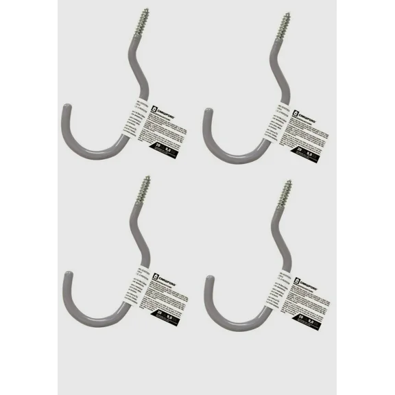 4Pk Crawford Gray Steel 5.91" Hook Medium Vinyl Coated 20 Lb. Screw-In Ss18-25