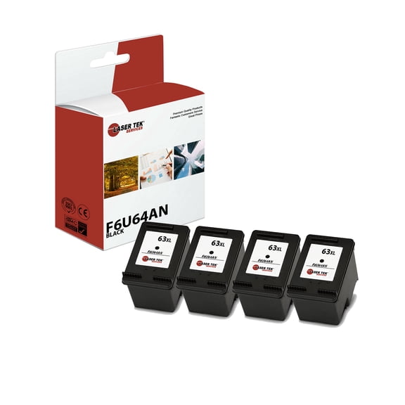 4Pk LTS 63XL F6U64AN Black HY Compatible for HP Deskjet 1112 2130 3630 3632 Ink
