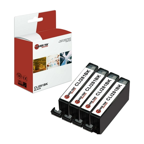 4Pk LTS CLI281BK Black HY Compatible for Canon Pixma TR7520 TR8520 Ink Cartridge