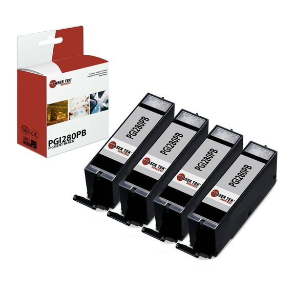 4Pk LTS PGI280PGBK Pigment Black HY Compatible for Canon Pixma TR7520 TR8520 Ink