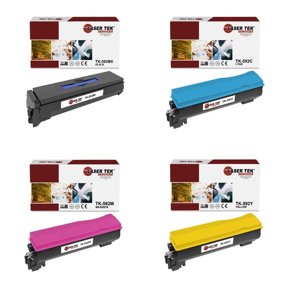 4Pk LTS TK-592K TK-592C TK-592M TK-592Y Compatible for Kyocera FS-C2026 Toner