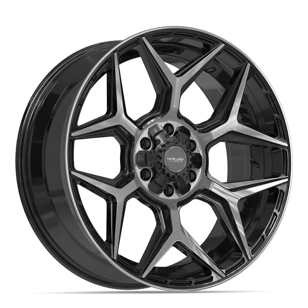4Play 4P06 22x9 Gloss Black Rims Set (4) Fit RAM Jeep Chevy GMC Ford 6 ...