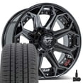 thumbnail image 1 of 4PLAY Wheels 4P80 20 Inch Rims and Tires Fit 6x135 & 6x139.7 20x9 Gloss Black Brushed with Tinted Clear - Dueler H/L Alenza 275/55-20 (Set of 4), 1 of 5