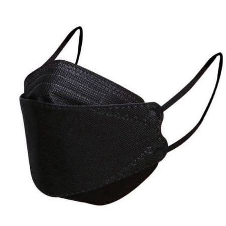 4Ply Black Disposable Face Mask - Scalloped Edges Foldable Masks - Pack of 10