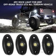 4Pods LED Rock Lights White LED Neon Underglow Light for Car Truck ATV UTV SUV Boat Underbody Glow Trail Rig Lamp Waterproof White