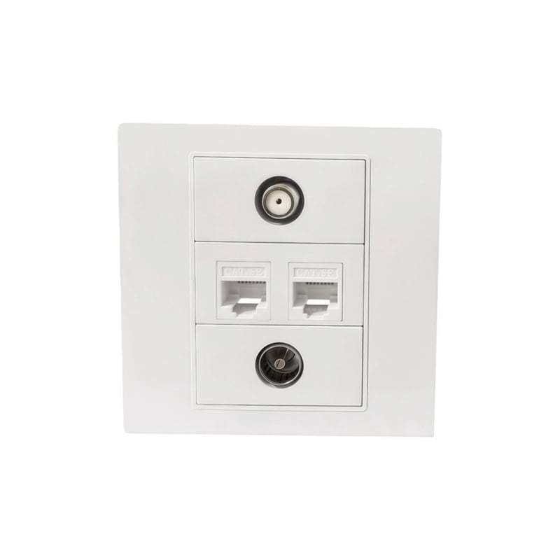 Multimedia Outlet System 4Port 86mm Multimedia Outlet Panel TV9.5 F Connectors Double RJ45 Wall ...