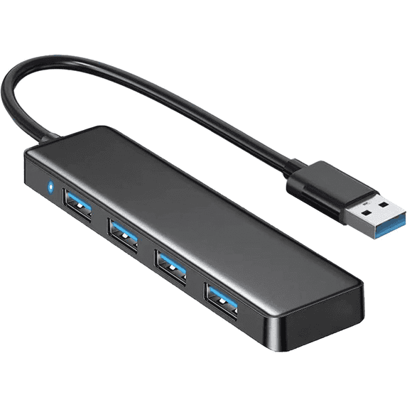 4Port USB 3.0 Hub, Multiport USB Hub Splitter Expander for Laptop, Xbox, Flash Drive, HDD, Console, Printer, Camera, Keyborad, PS5, Compatible with Windows, Linux, Surface, Chromebook